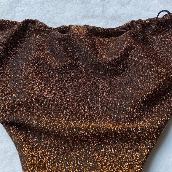 NEW! Its Now Cool String Bikini Gathered Tie Pant in Copper Lurex 19183 - Picture 6 of 9